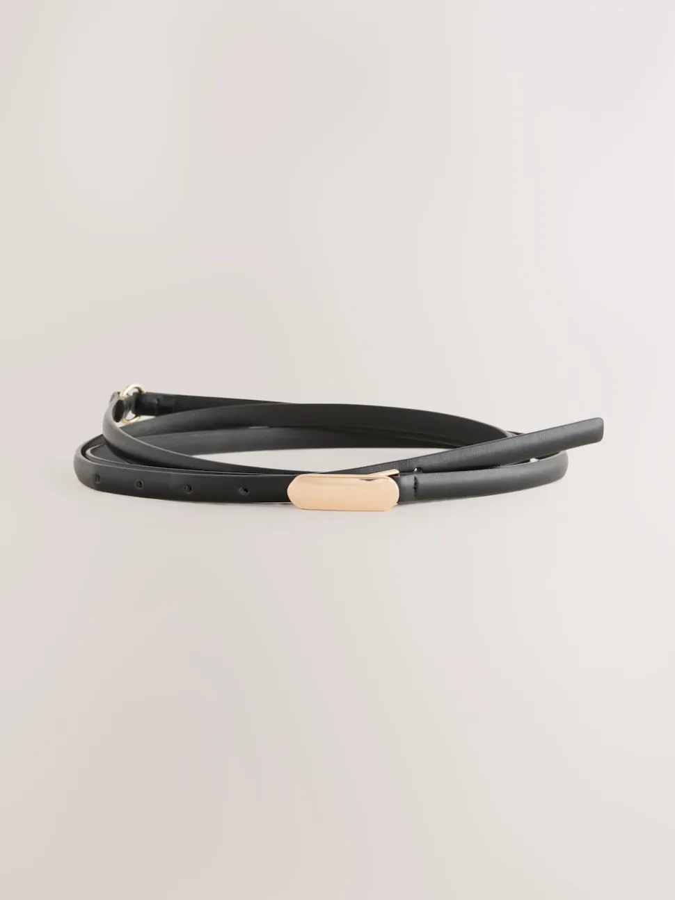 Black/Gold Tone Double Wrap PU Belt