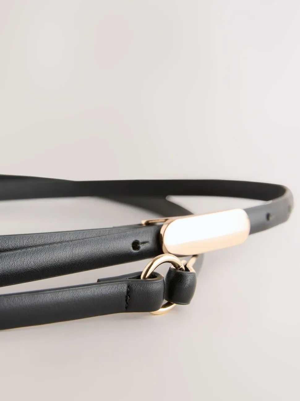 Black/Gold Tone Double Wrap PU Belt
