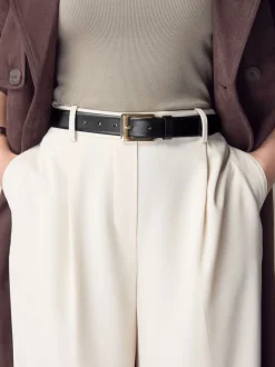 Black/Gold Tone N. Premium Made In Italy Leather Belt