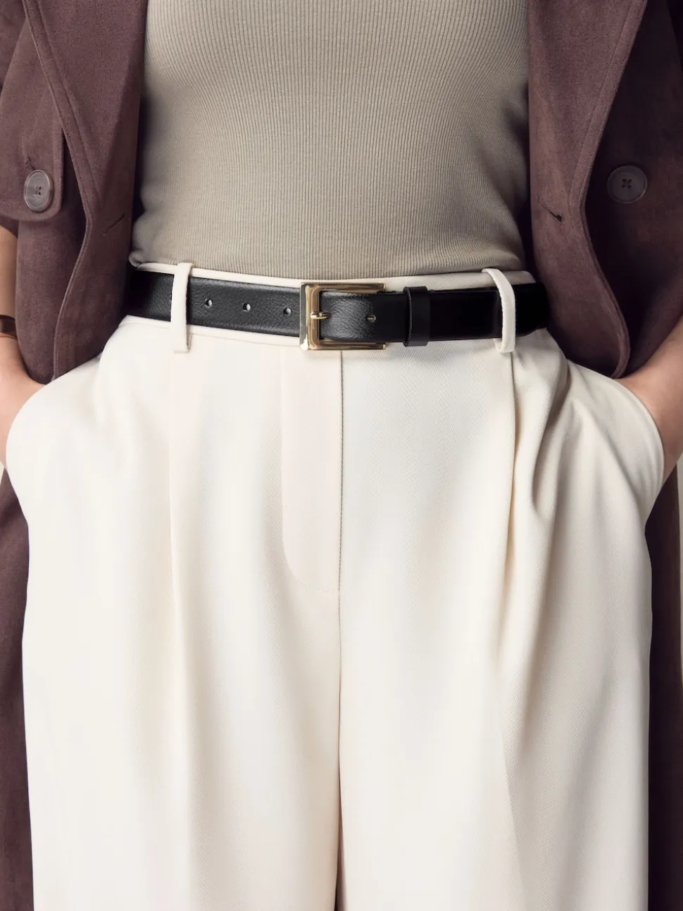 Black/Gold Tone N. Premium Made In Italy Leather Belt