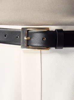 Black/Gold Tone N. Premium Made In Italy Leather Belt