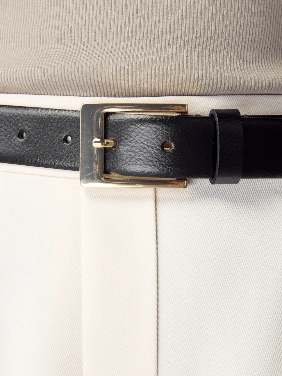 Black/Gold Tone N. Premium Made In Italy Leather Belt