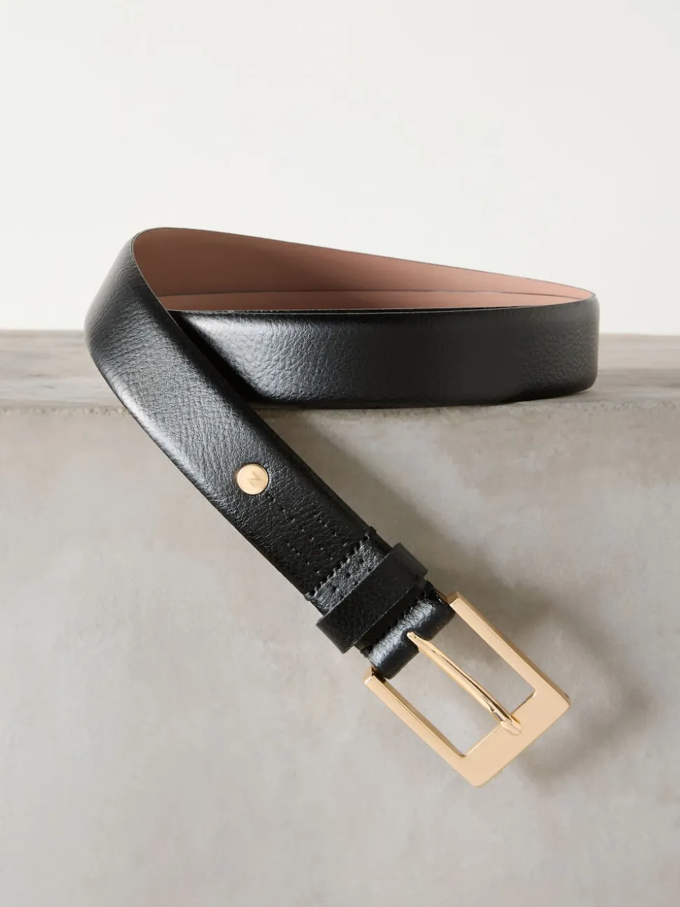 Black/Gold Tone N. Premium Made In Italy Leather Belt