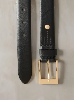 Black/Gold Tone N. Premium Made In Italy Leather Belt