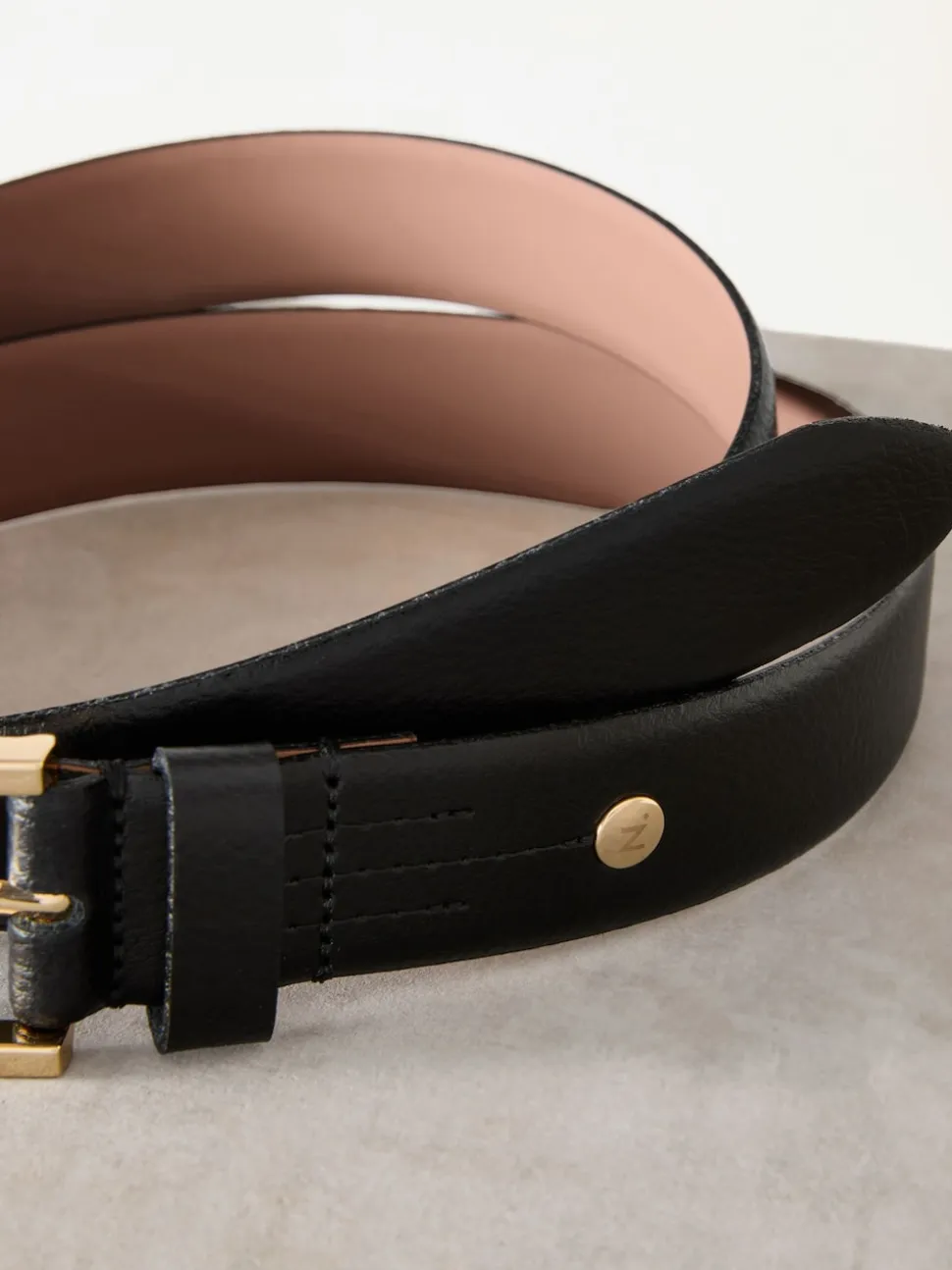 Black/Gold Tone N. Premium Made In Italy Leather Belt