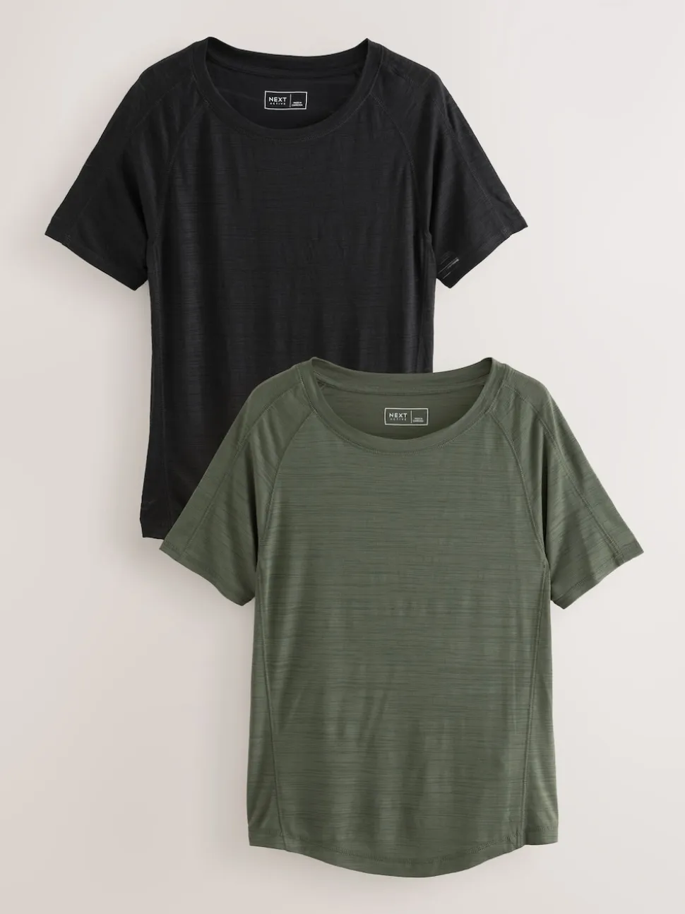Black/Green Active Crew Neck Lightweight Short Sleeve T-Shirts 2 Pack