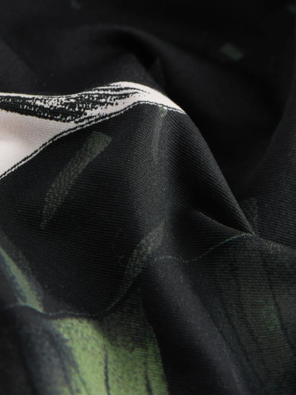 Black/Green Leaf Twist Scoop Tummy Control Swimsuit