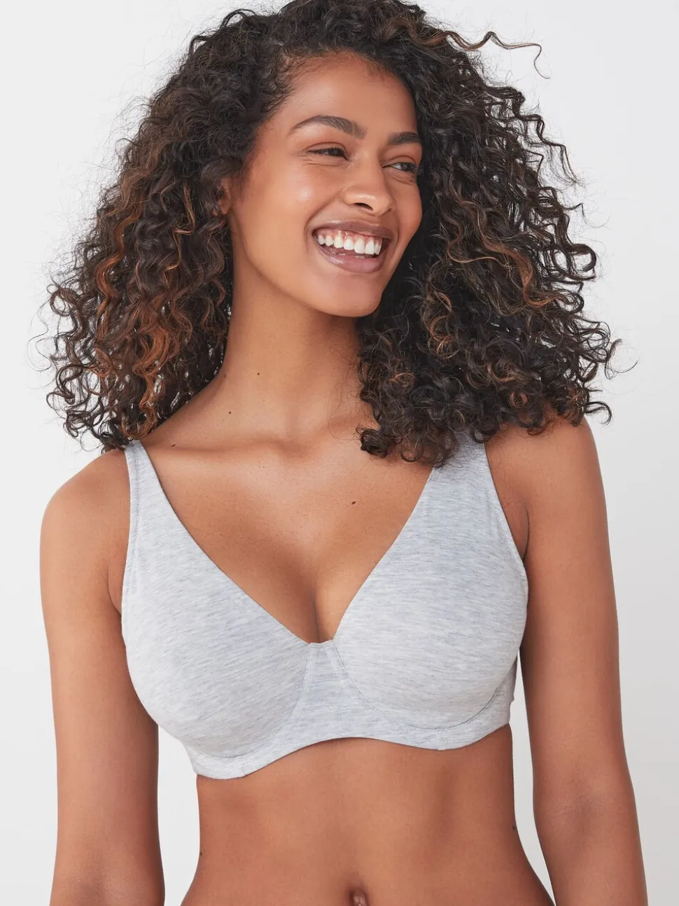 Black/Grey Marl/White Non Pad Full Cup DD+ Cotton Blend Ultimate Comfort Bras 3 Pack