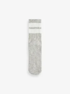 Black/Grey Stripe Cushion Sole Ribbed Sport Ankle Socks 3 Pack With Arch Support