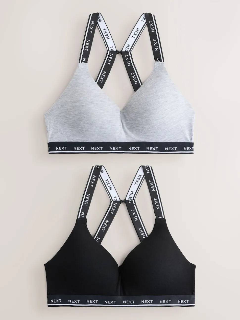 Black/Grey Ultimate Comfort Cotton Non Wired Padded Bras 2 Pack