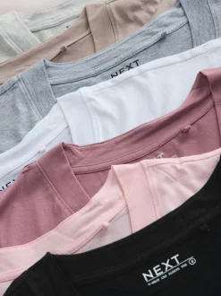 Black/Grey/Pink Cap Sleeve T-Shirts 7 Pack