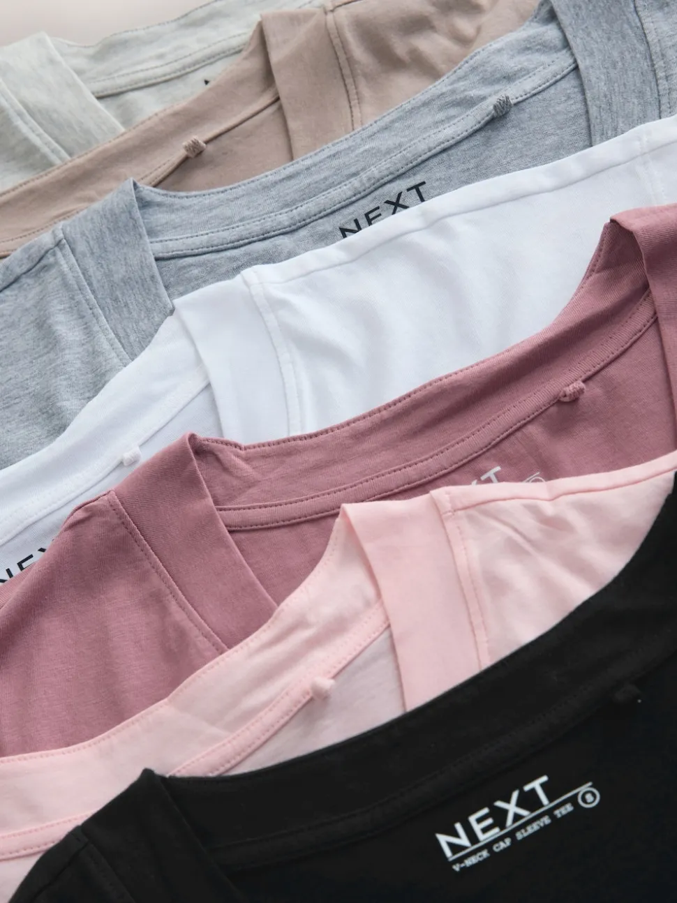 Black/Grey/Pink Cap Sleeve T-Shirts 7 Pack