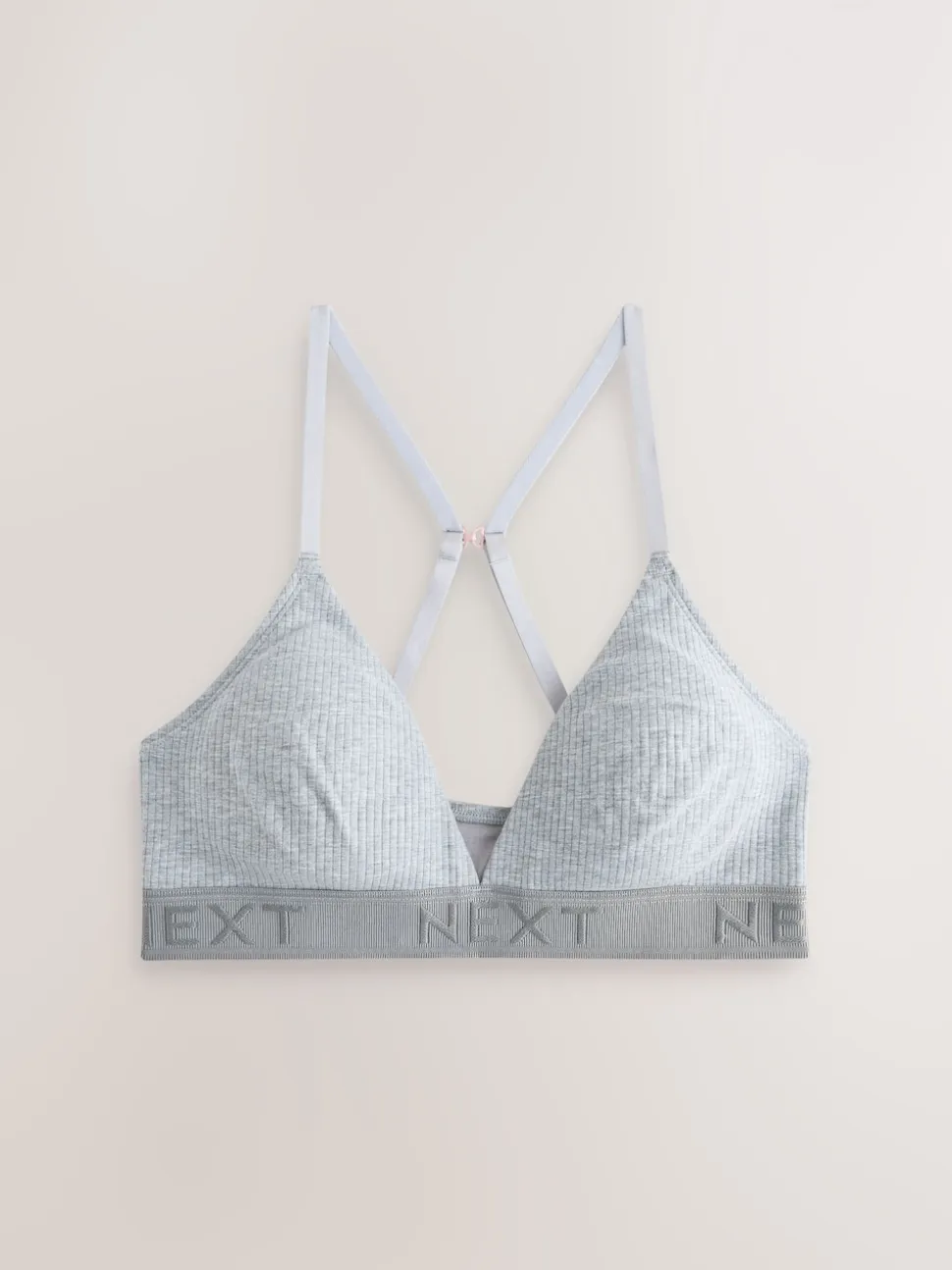 Black/Grey/Pink Cotton Ribbed Logo Bralettes 3 Pack