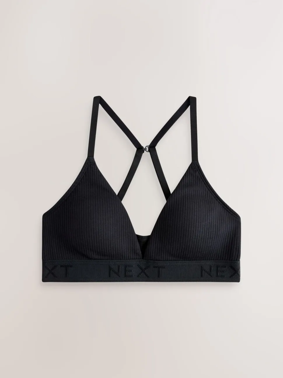 Black/Grey/Pink Cotton Ribbed Logo Bralettes 3 Pack