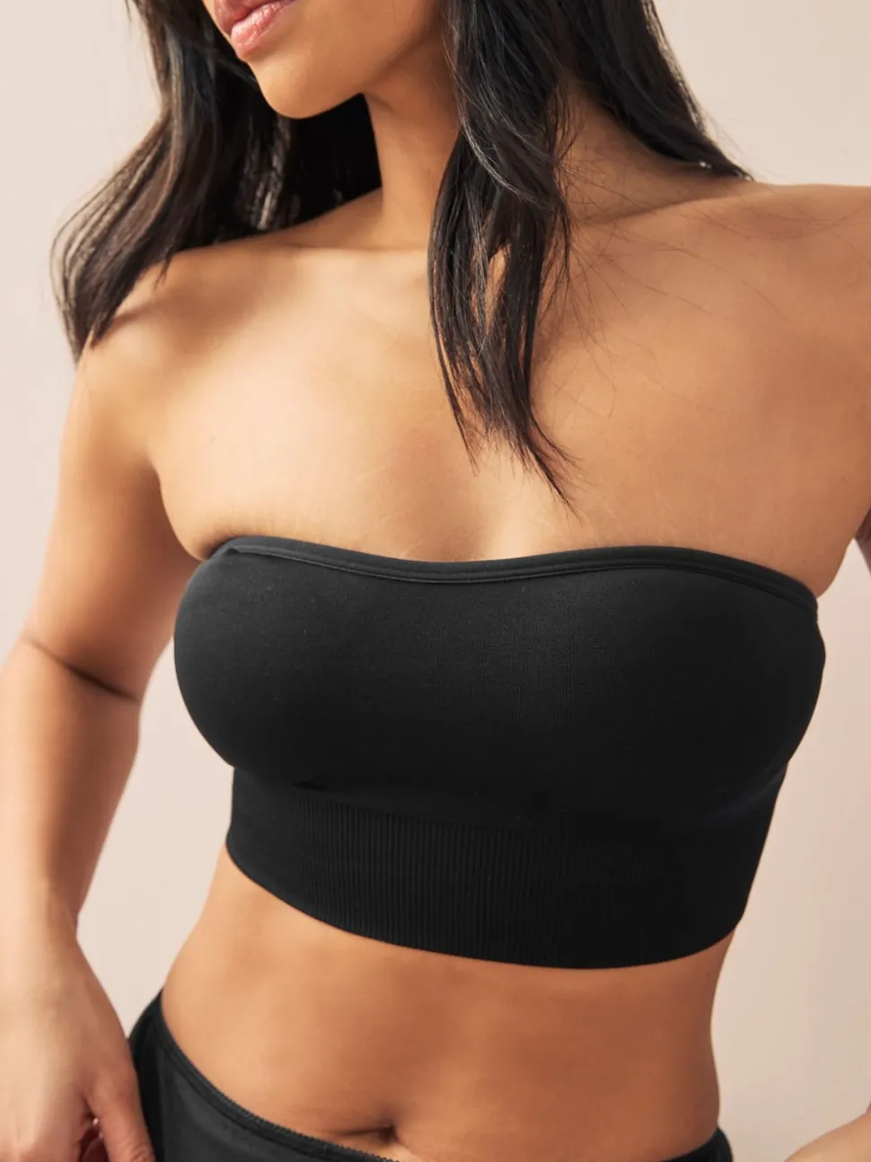 Black/Light Pink Seamless Bandeau Ultimate Comfort Bras 2 Pack
