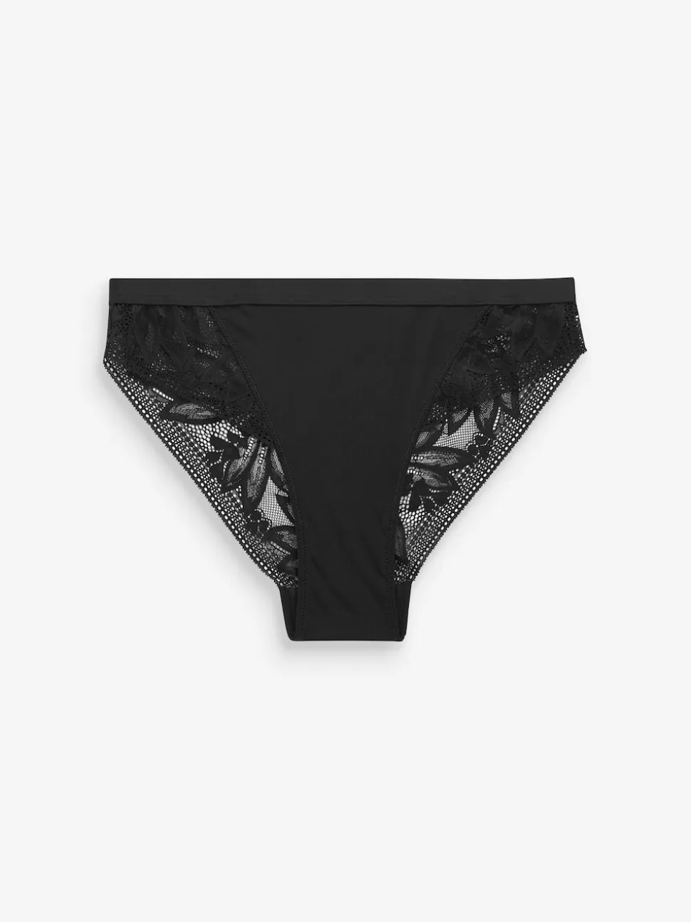 Black/Mauve Purple High Leg Microfibre and Lace Knickers 2 Pack