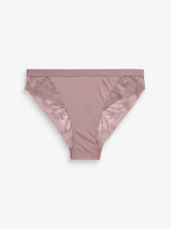 Black/Mauve Purple High Leg Microfibre and Lace Knickers 2 Pack