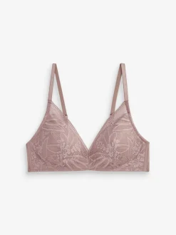 Black/Mauve Purple Pad Non Wire Lace Detail Ultimate Comfort Bras 2 Pack
