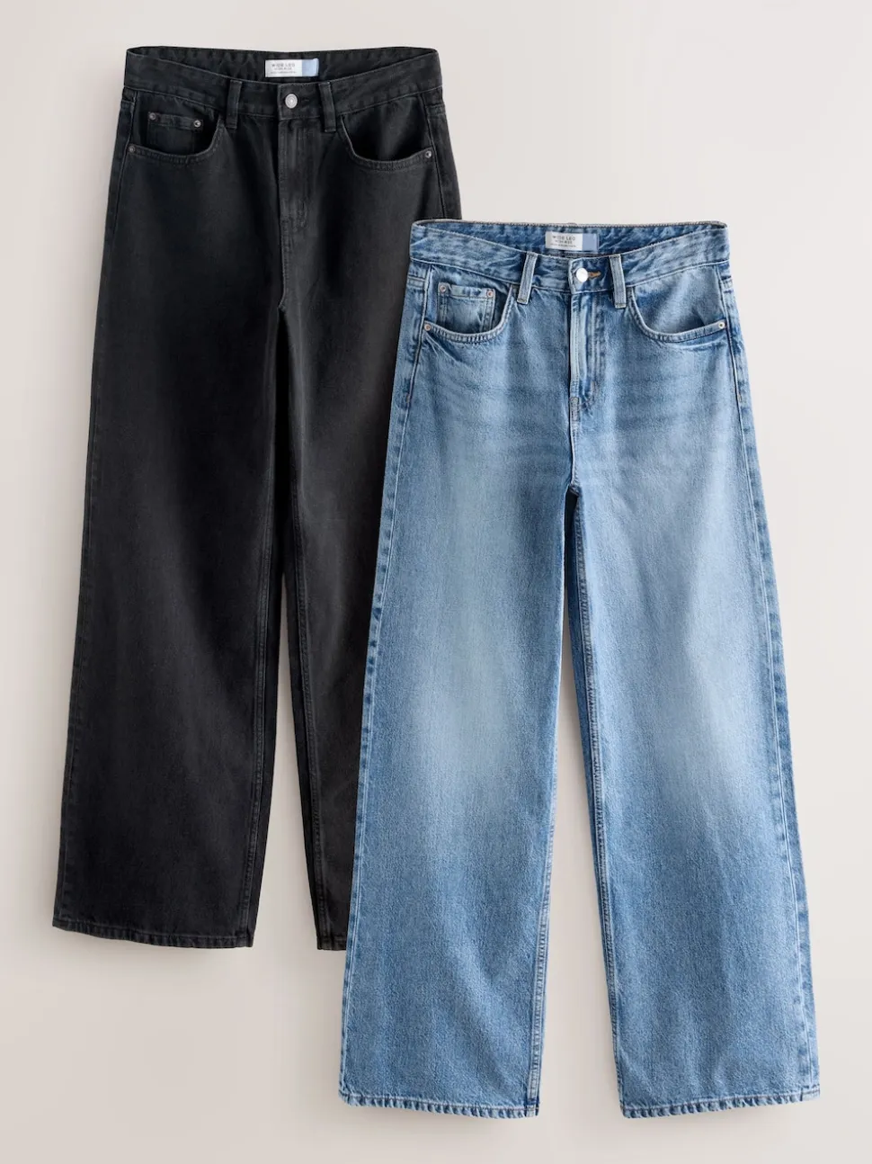 Black/Mid Blue Wide Leg Jeans 2 Pack