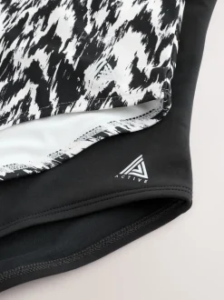 Black/Monochrome Ikat High Neck Swimsuit 2 Pack