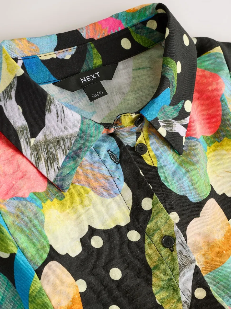 Black/Multi Floral Long Sleeve Midi Shirt Dress