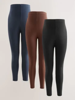 Black/Navy Blue/Brown Maternity Leggings 3 Pack