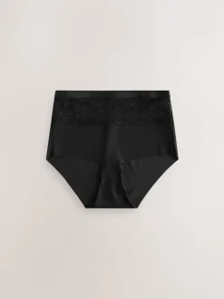 Black/Nude High Waist Lace Tummy Control Light Shaping Knickers 2 Pack