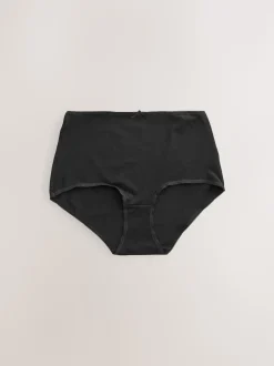 Black/Pastel Rose Nude/White Full Brief Cotton Rich Knickers 5 Pack