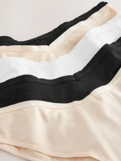 Black/Pastel Rose Nude/White Extra High Leg Cotton Rich Knickers 5 Pack