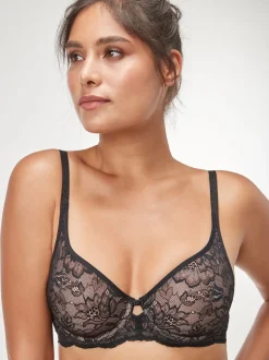 Black/Pink Amourette Charm Wired Bra