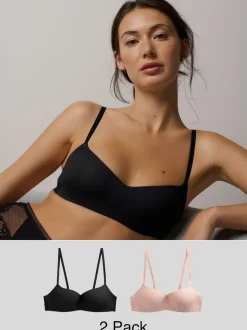 Black/Pink Light Pad Non Wire Ultimate Comfort Bras 2 Pack