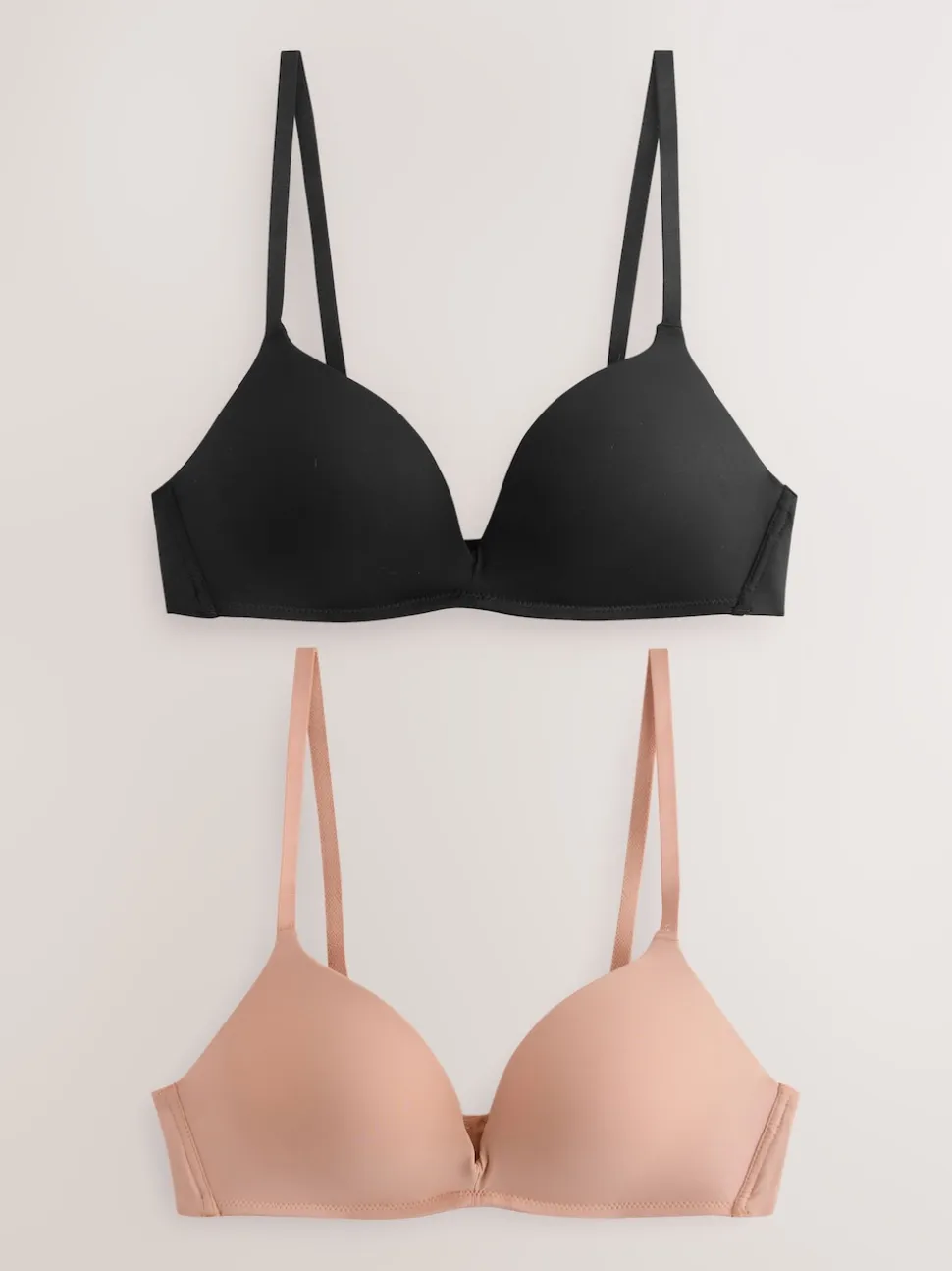 Black/Praline Nude A-E Push Up Padded Non Wired Smoothing Bras 2 Pack