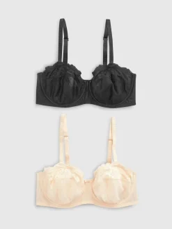Black/Praline Nude DD+ Non Pad Strapless Bras 2 Pack