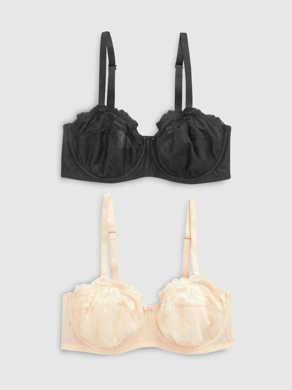 Black/Praline Nude DD+ Non Pad Strapless Bras 2 Pack