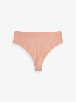 Black/Praline Nude/Chocolate Nude High Waisted Thong No VPL Comfort Knickers 3 Pack