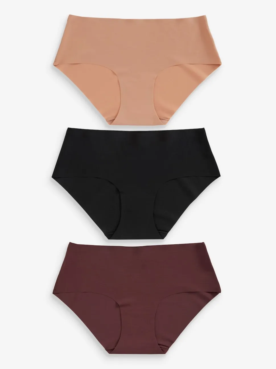 Black/Praline Nude/Chocolate Nude Midi No VPL Comfort Knickers 3 Pack