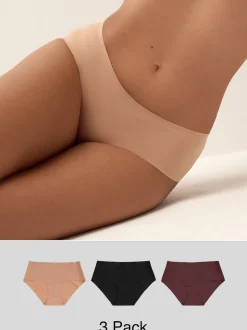 Black/Praline Nude/Chocolate Nude Short No VPL Comfort Knickers 3 Pack
