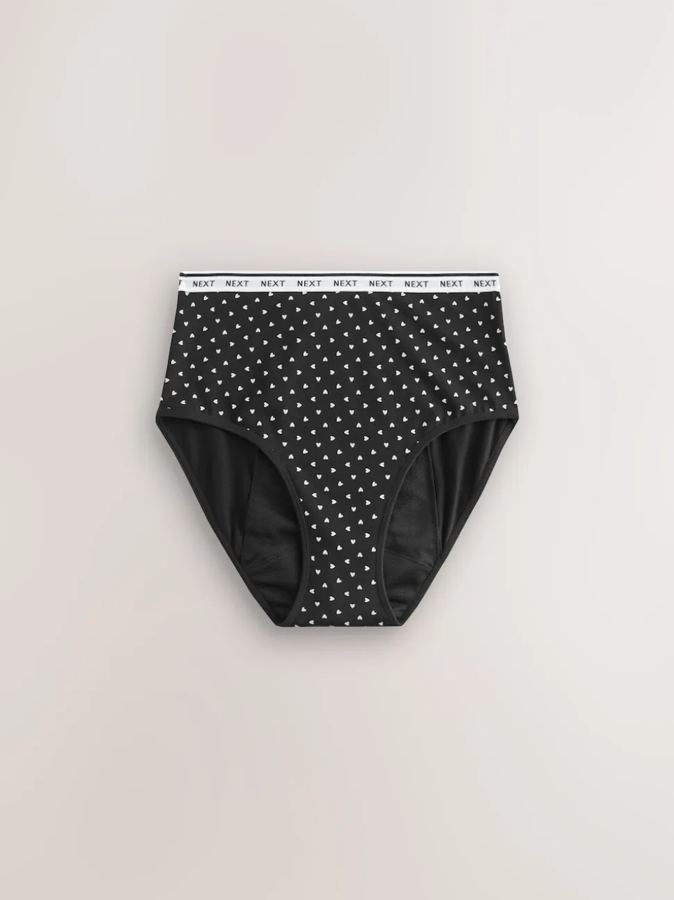 Black/Red Heart Full Brief Heavy Flow Period Knickers 2 Pack