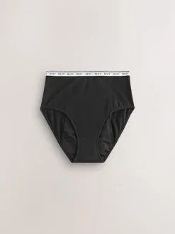 Black/Red Heart Full Brief Heavy Flow Period Knickers 2 Pack