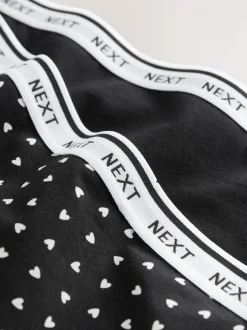 Black/Red Heart Full Brief Heavy Flow Period Knickers 2 Pack