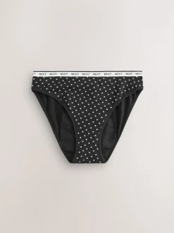 Black/Red Heart High Leg Heavy Flow Period Knickers 2 Pack