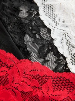 Black/Red/Cream Lace Knickers 3 Pack