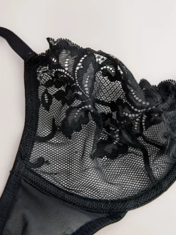 Black/Red/Cream Non Pad Full Cup Lace Bras 3 Pack