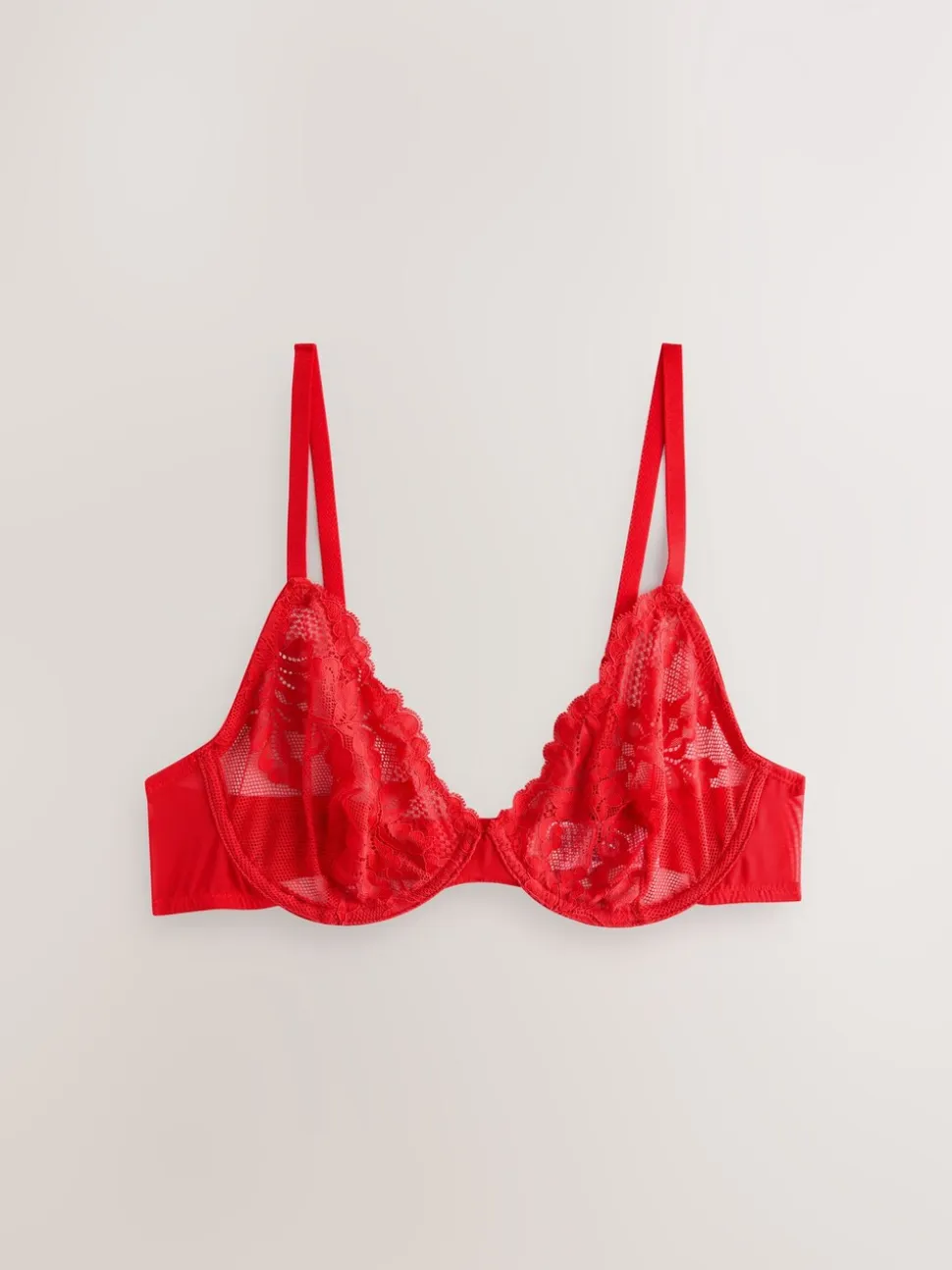 Black/Red/Cream Non Pad Full Cup Lace Bras 3 Pack