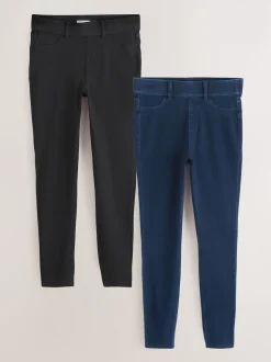 Black/Rinse Blue Full Length Jersey Denim Leggings 2 Pack