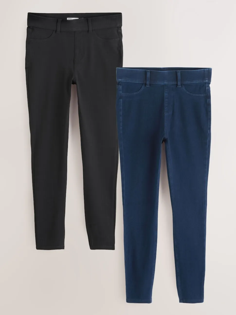 Black/Rinse Blue Full Length Jersey Denim Leggings 2 Pack