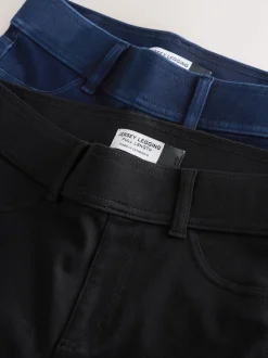 Black/Rinse Blue Full Length Jersey Denim Leggings 2 Pack