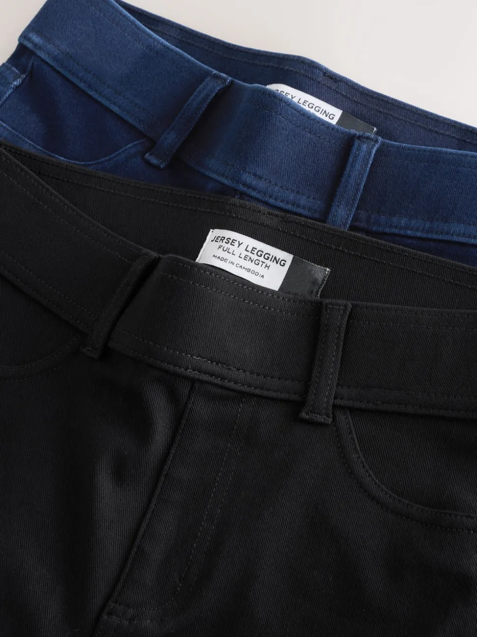 Black/Rinse Blue Full Length Jersey Denim Leggings 2 Pack