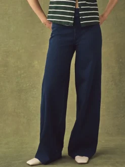 Black/Rinse Blue Jersey Denim Wide Leg Trousers 2 Pack