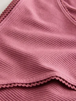 Black/Rose/Olive High Rise High Leg Cotton Rib Knickers 3 Pack
